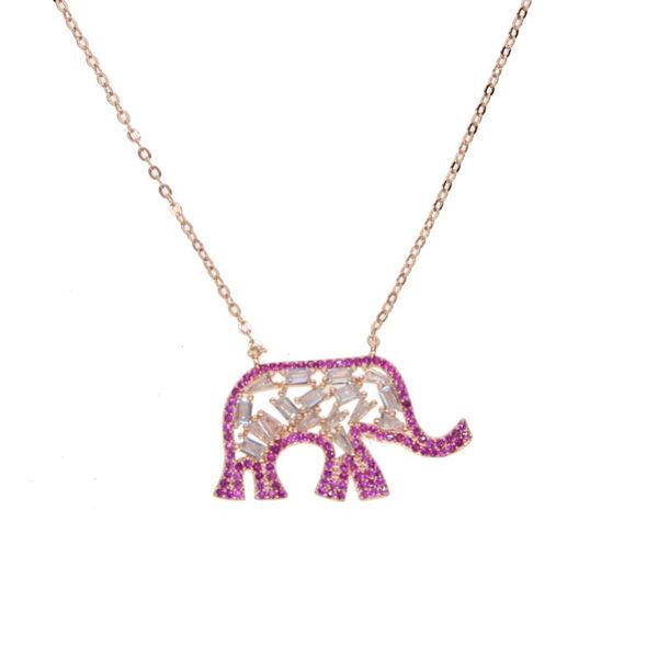 chains luxury baguette cz red outter line trendy cute animal elephant necklace, Silver
chains luxury baguette cz red outter line trendy cute animal elephant necklace, Silver
