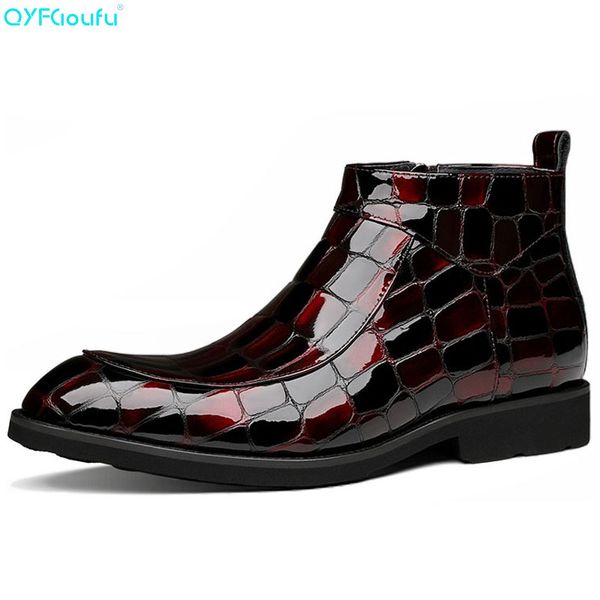 qyfcioufu 2020 classic style genuine leather men ankle boots patent leather crocodile pattern formal shoes luxury dress boots, Black
qyfcioufu 2020 classic style genuine leather men ankle boots patent leather crocodile pattern formal shoes luxury dress boots, Black