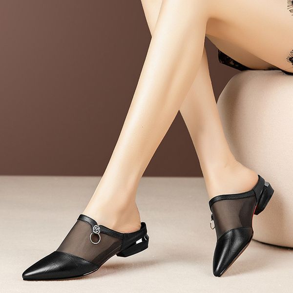 women summer slip on mesh pu sandals ladies pointed toe cone heels slides woman fashion sandal female casual shoes 2020 hot, Black
women summer slip on mesh pu sandals ladies pointed toe cone heels slides woman fashion sandal female casual shoes 2020 hot, Black