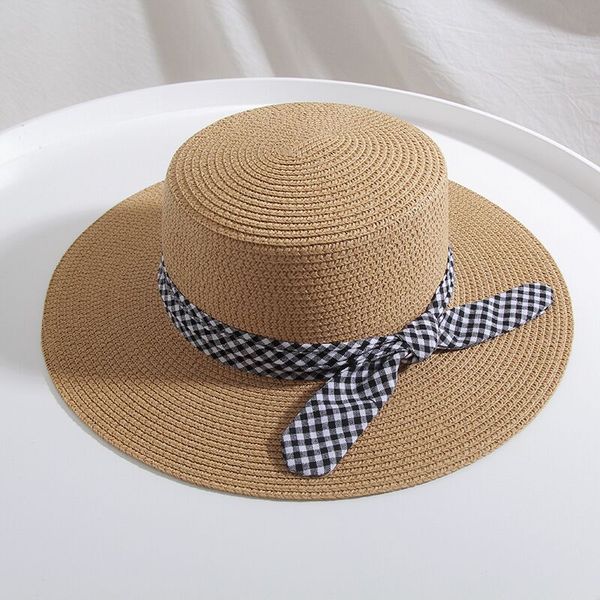 british retro flat straw hat plaid bow boater beach hat women's summer wide brim fedora panama straw travel sun cap gorras, Blue;gray
british retro flat straw hat plaid bow boater beach hat women's summer wide brim fedora panama straw travel sun cap gorras, Blue;gray