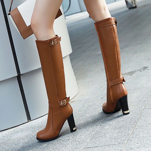 aiweiyi plus size 34-43 winter platform shoes round toe square high heel knee high boots thigh boots women botas mujer, Black
aiweiyi plus size 34-43 winter platform shoes round toe square high heel knee high boots thigh boots women botas mujer, Black