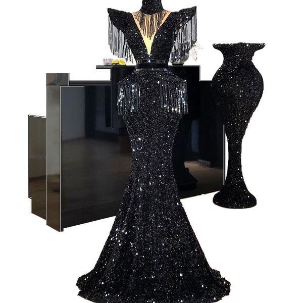 new high fashion sequins arabic prom dress long dubai glitter abendkleider turkish evening dress 2020 abiye cocktail party gowns, Black
new high fashion sequins arabic prom dress long dubai glitter abendkleider turkish evening dress 2020 abiye cocktail party gowns, Black