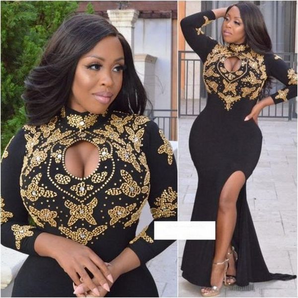 elegant black mermaid evening dresses african design long sleeves prom dresses high neck beaded party dress vestido de festa c147, Black;red
elegant black mermaid evening dresses african design long sleeves prom dresses high neck beaded party dress vestido de festa c147, Black;red