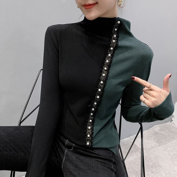 stretch beading patchwork thick t-shirt women autumn t shirts turtleneck long sleeve color block plus size 3xl, White
stretch beading patchwork thick t-shirt women autumn t shirts turtleneck long sleeve color block plus size 3xl, White
