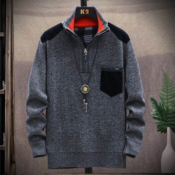 men's mandarin collar zipper pullover autumn winter warm patchwork long sleeve spacious clothes knitted casual male sweater pull, White;black
men's mandarin collar zipper pullover autumn winter warm patchwork long sleeve spacious clothes knitted casual male sweater pull, White;black