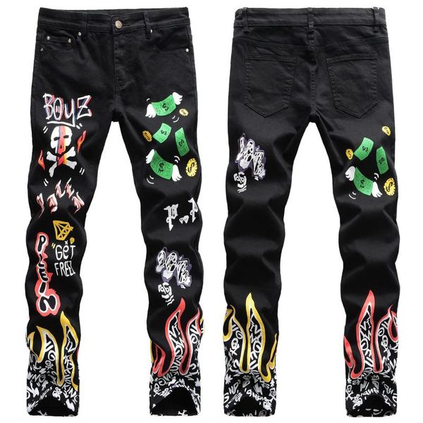 hip hop fire skull graffiti jeans men black autumn slim fit jeans trousers men stretch designer printed night club dj 38, Blue
hip hop fire skull graffiti jeans men black autumn slim fit jeans trousers men stretch designer printed night club dj 38, Blue
