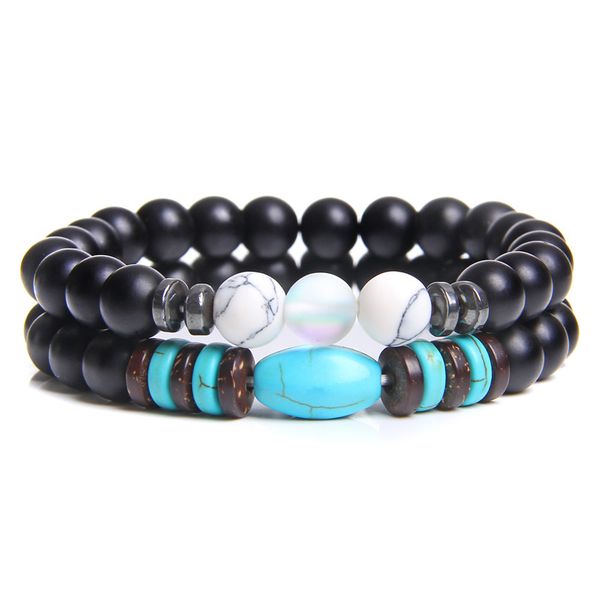 2pcs/set couples distance bracelet men natural stone turquois 8mm black onyx beads charm bracelet homme pulseira jewelry gifts
2pcs/set couples distance bracelet men natural stone turquois 8mm black onyx beads charm bracelet homme pulseira jewelry gifts