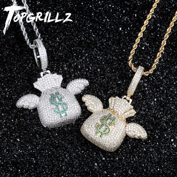 rillz us dollar money bag pendant necklace with 4mm tennis chain bling cubic zircon men's hip hop rock jewelry, Silver
rillz us dollar money bag pendant necklace with 4mm tennis chain bling cubic zircon men's hip hop rock jewelry, Silver