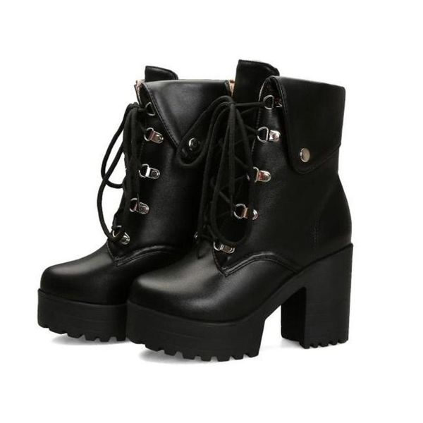 solid color soft leather platform boots for women winter leather round toe 5cm platform 8cm heel boots, Black
solid color soft leather platform boots for women winter leather round toe 5cm platform 8cm heel boots, Black