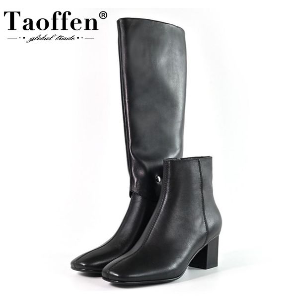 boots taoffen real leather women knee thick heel square toe zipper removable shoes warm fashion party footwear size 34-39, Black
boots taoffen real leather women knee thick heel square toe zipper removable shoes warm fashion party footwear size 34-39, Black