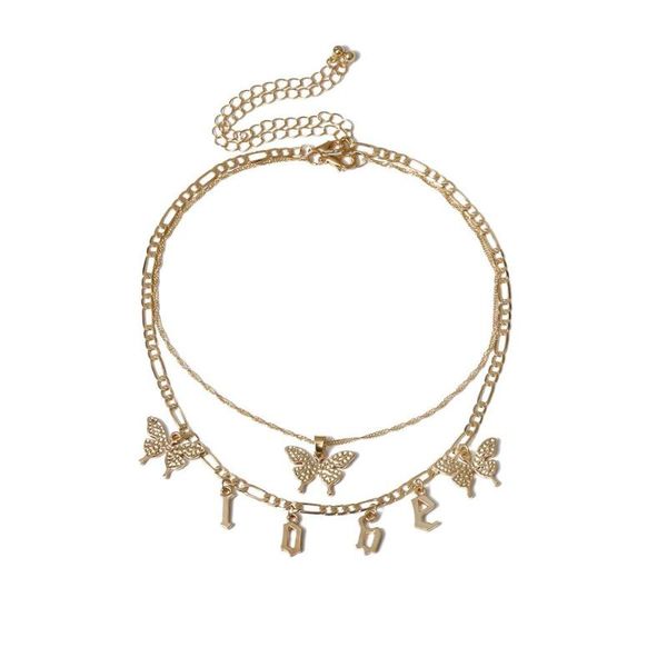 new goth butterfly necklace for women 2pcs/set bohemian letter pendant cuban link chain choker necklace fashion collar jewelry, Silver
new goth butterfly necklace for women 2pcs/set bohemian letter pendant cuban link chain choker necklace fashion collar jewelry, Silver