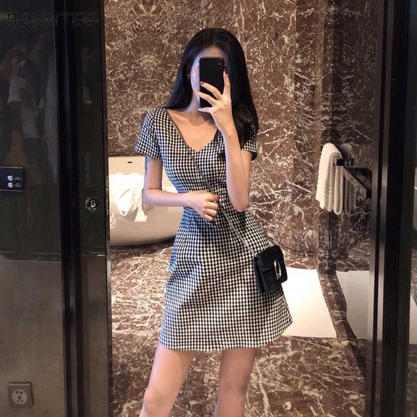 dress women 2020 summer new thin v-neck high waist short sleeve womens plaid retro all-match soft breathable clothing girl chic, Black;gray
dress women 2020 summer new thin v-neck high waist short sleeve womens plaid retro all-match soft breathable clothing girl chic, Black;gray