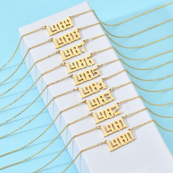 stainless steel old english custom birth number year necklace jewelry gold plated gift for her high quality, Silver
stainless steel old english custom birth number year necklace jewelry gold plated gift for her high quality, Silver