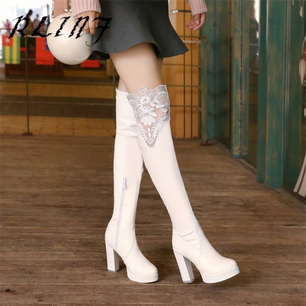 rlinf new fashion lace round head thick waterproof platform high-heeled knee thick with long boots female long boots, Black
rlinf new fashion lace round head thick waterproof platform high-heeled knee thick with long boots female long boots, Black