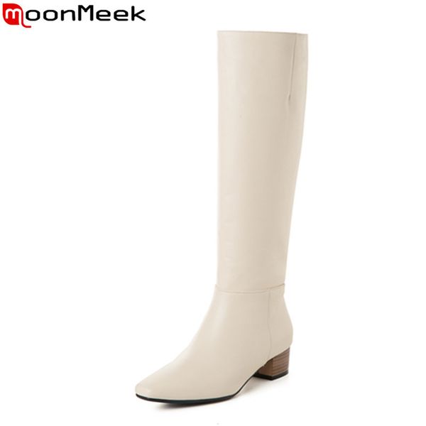 moonmeek 2020 winter simple knee high boots med heels square toe 2 colors ladies shoes genuine leather women boots, Black
moonmeek 2020 winter simple knee high boots med heels square toe 2 colors ladies shoes genuine leather women boots, Black