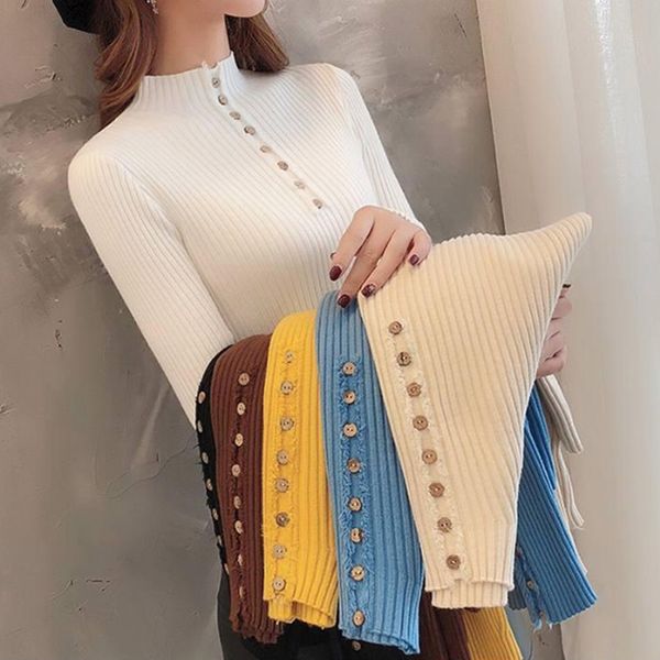 sweaters women autumn winter solid turtleneck button full sleeve knitted sweater female soft elastic pullovers knitwear, White;black
sweaters women autumn winter solid turtleneck button full sleeve knitted sweater female soft elastic pullovers knitwear, White;black