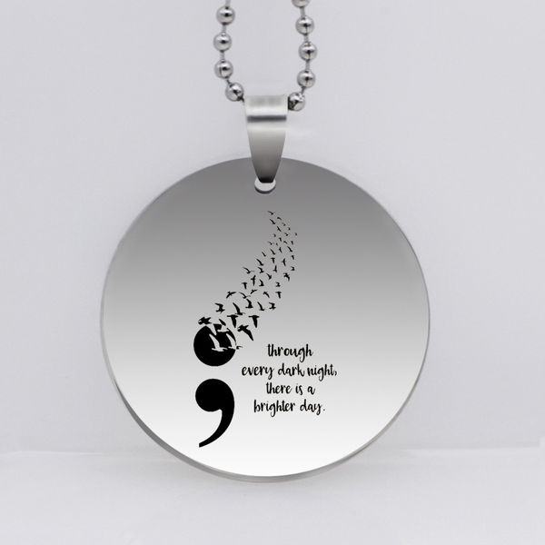 print stainless steel suicide awareness semicolon pendant necklace suicide prevention birds in flight drop shipping ylq6259, Silver
print stainless steel suicide awareness semicolon pendant necklace suicide prevention birds in flight drop shipping ylq6259, Silver