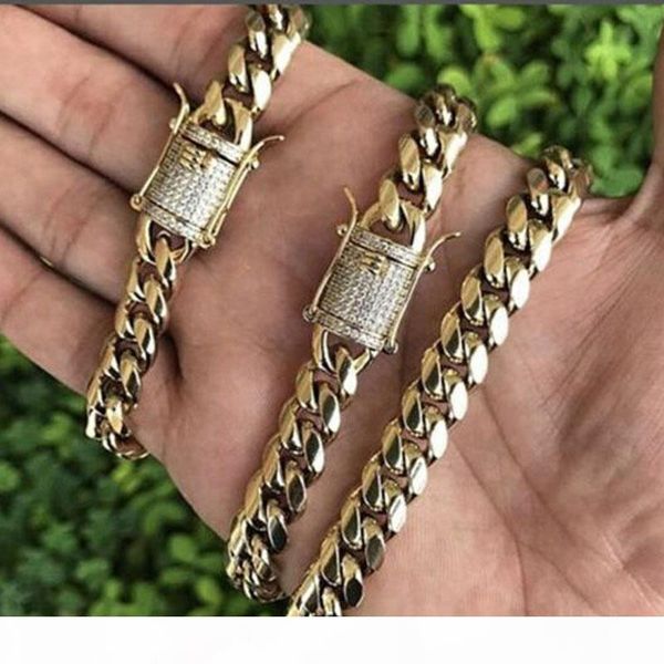 cool mens chain 18k gold plated tone stainless steel necklace curb cuban link chain with diamond keylock hip hop jewelry, Silver 
cool mens chain 18k gold plated tone stainless steel necklace curb cuban link chain with diamond keylock hip hop jewelry, Silver