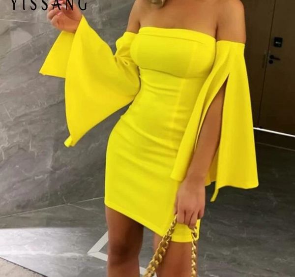 yissang off shoulder bodycon dress women split slash neck long flare sleeve summer dresses female backless elegant002, Black;gray
yissang off shoulder bodycon dress women split slash neck long flare sleeve summer dresses female backless elegant002, Black;gray