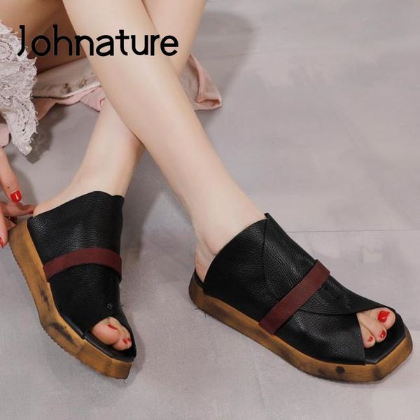 johnature genuine leather slippers women shoes spring summer flat with sewing slides outside wear retro concise ladies slippers, Black
johnature genuine leather slippers women shoes spring summer flat with sewing slides outside wear retro concise ladies slippers, Black