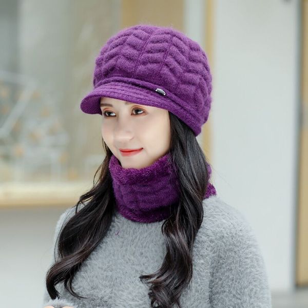 2020 new winter beanies caps elegant women warm hair blend knit hat scarf set female windproof plus velvet thicken, Blue;gray
2020 new winter beanies caps elegant women warm hair blend knit hat scarf set female windproof plus velvet thicken, Blue;gray