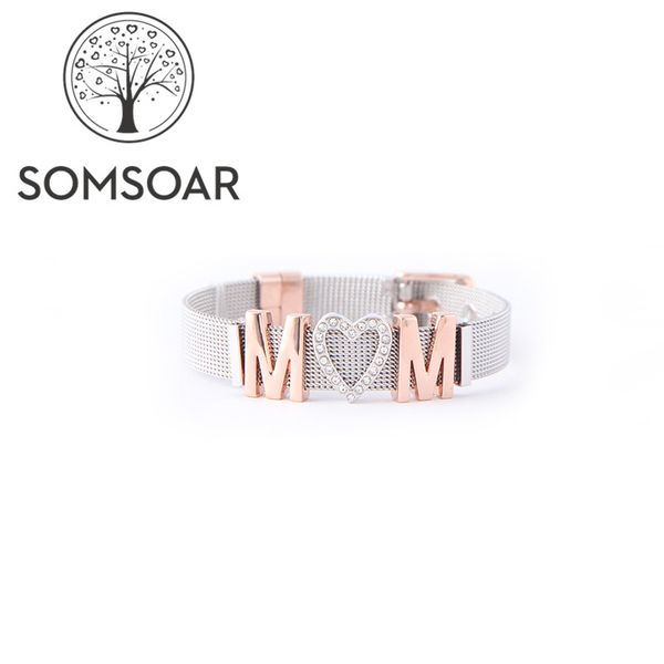 somsoar jewelry silde charm bracelet set mesh stainless steel mom bangle set as mother's day gifts, Golden;silver
somsoar jewelry silde charm bracelet set mesh stainless steel mom bangle set as mother's day gifts, Golden;silver