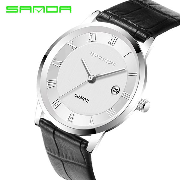 sanda classic fashion men watch casual leather strap auto date hour slim design old school british style lovers' wristwatches, Slivery;brown
sanda classic fashion men watch casual leather strap auto date hour slim design old school british style lovers' wristwatches, Slivery;brown