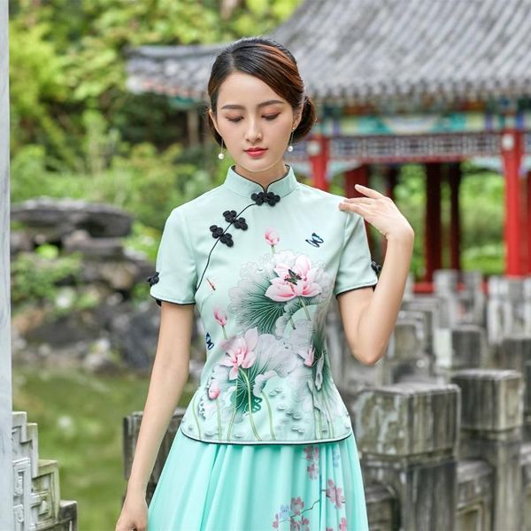 sheng coco green flowers shirts chinese cheongsam blouse lotus print mujer chinese clothes short sleeve shirt plus size 4xl, Red
sheng coco green flowers shirts chinese cheongsam blouse lotus print mujer chinese clothes short sleeve shirt plus size 4xl, Red
