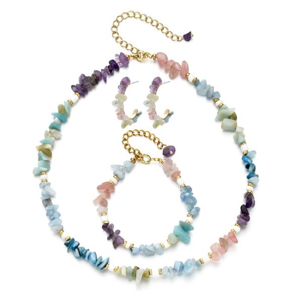 colorful necklace set bohemian natural stone beads bridal jewelry collares handmade chain necklace bracelet earring jewelry, Silver
colorful necklace set bohemian natural stone beads bridal jewelry collares handmade chain necklace bracelet earring jewelry, Silver