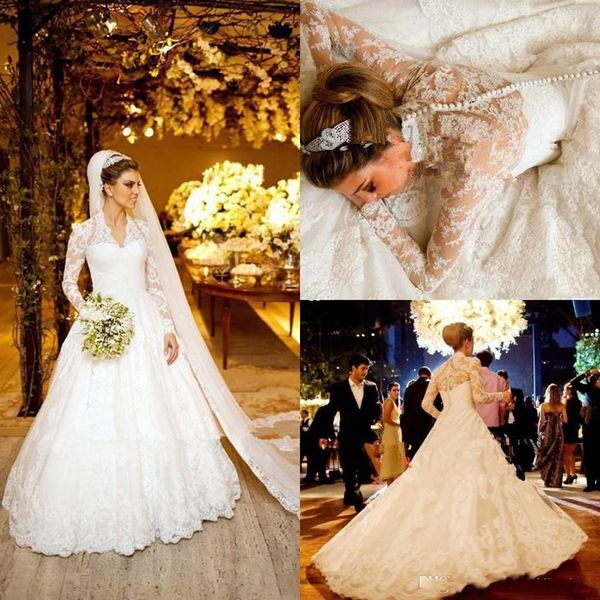 white vintage long sleeves wedding dresses for winter v-neck lace applique bridal gowns back covered button sweep train custom w
white vintage long sleeves wedding dresses for winter v-neck lace applique bridal gowns back covered button sweep train custom w