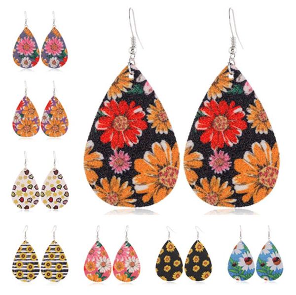 women pu leather earings girls fashion jewelry waterdrop earrings daisy sunflower floral double sides printed teardrop earbob charming d9208, Red;brown
women pu leather earings girls fashion jewelry waterdrop earrings daisy sunflower floral double sides printed teardrop earbob charming d9208, Red;brown