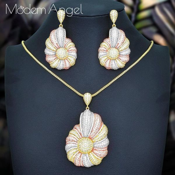 modemangel trendy snail conch flower 2pcs jewelry sets for women engagement luxury cubic zircon earring necklace jewelry set, Silver
modemangel trendy snail conch flower 2pcs jewelry sets for women engagement luxury cubic zircon earring necklace jewelry set, Silver