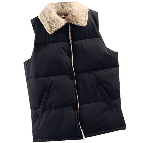 lugentolo women vest solid loose autumn winter warm turn-down collar flocking single breasted casual down vest women outerwear, Black;white
lugentolo women vest solid loose autumn winter warm turn-down collar flocking single breasted casual down vest women outerwear, Black;white