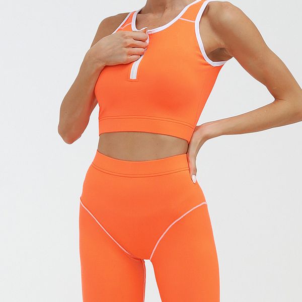 yoga outfits 2 piece set women workout clothing contrast stitching front zip bra leggings gym outfit sport suit, White;red
yoga outfits 2 piece set women workout clothing contrast stitching front zip bra leggings gym outfit sport suit, White;red
