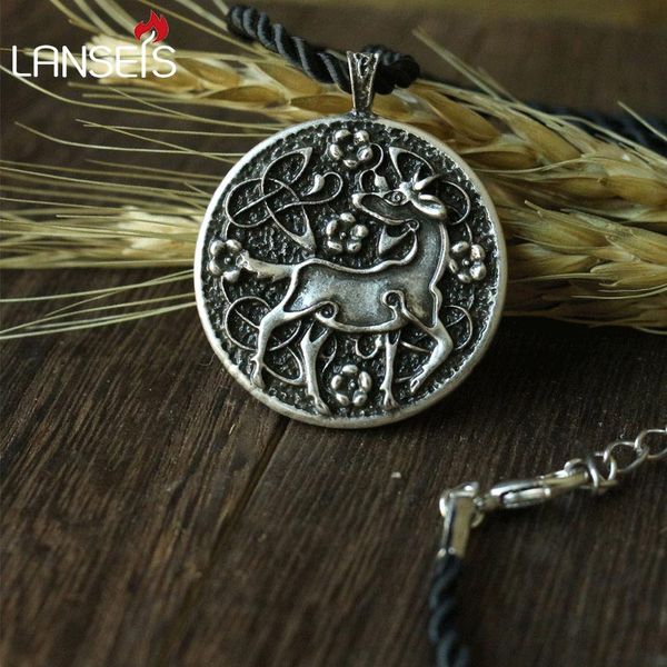 lanseis10pc ch-823-c celt symbol goat animal pendant necklace double sided pendant, Silver 
lanseis10pc ch-823-c celt symbol goat animal pendant necklace double sided pendant, Silver