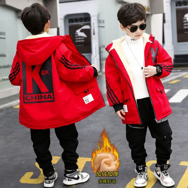 children's clothing boys jacket winter 2020 new plus velvet middle and large children thicker jacket children's men's long wi, Camo 
children's clothing boys jacket winter 2020 new plus velvet middle and large children thicker jacket children's men's long wi, Camo