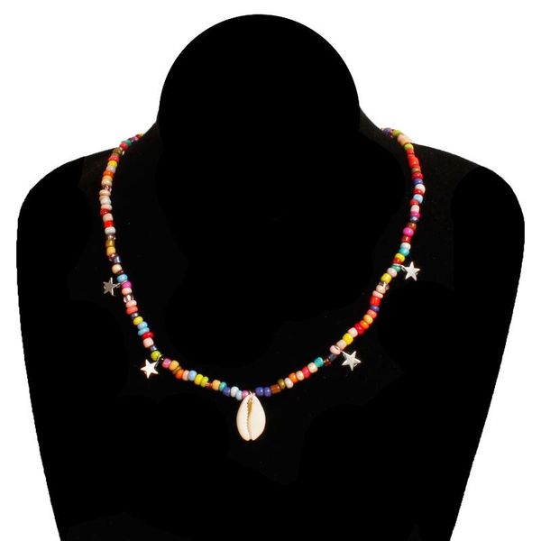 pzmycs fashion colored rice beads natural shell necklace for women five-point star hand thread clavicle chain necklace statement, Silver
pzmycs fashion colored rice beads natural shell necklace for women five-point star hand thread clavicle chain necklace statement, Silver
