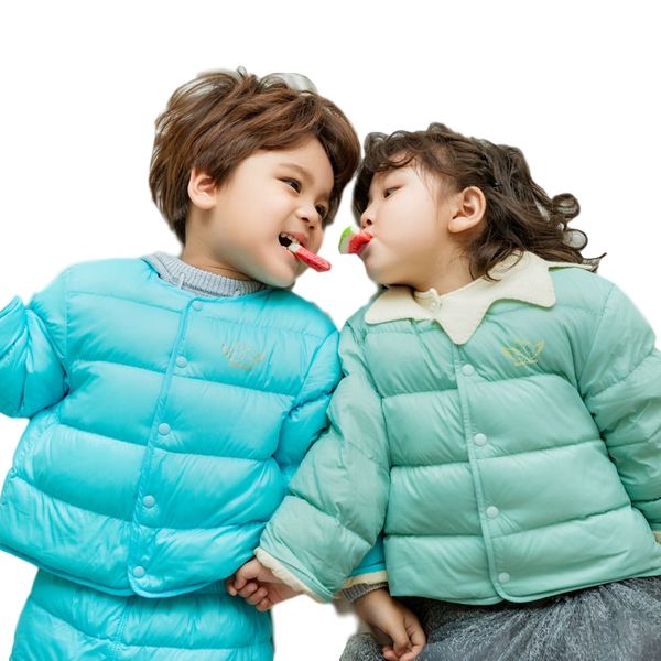children's clothing for autumn/winter, round neck long sleeve versatile down jacket, Blue;gray
children's clothing for autumn/winter, round neck long sleeve versatile down jacket, Blue;gray