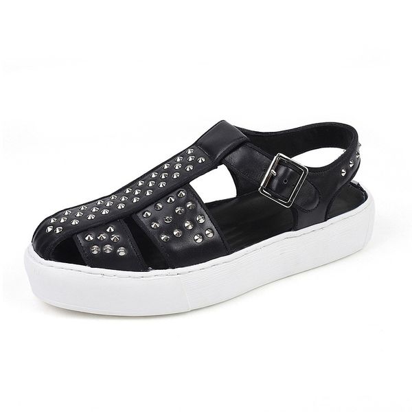 gladiator platform shoes outside mens breathable genuine leather sandal thick bottom fashion luxury punk rivets roman sandals, Black
gladiator platform shoes outside mens breathable genuine leather sandal thick bottom fashion luxury punk rivets roman sandals, Black