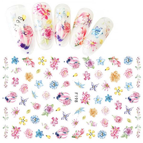 stickers & decals fabala party nail art sheet diy flower print decor, Black