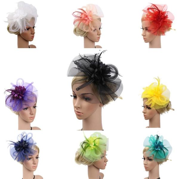 women fashion wedding mesh hat fascinator penny ribbons and feathers party, Blue;gray
women fashion wedding mesh hat fascinator penny ribbons and feathers party, Blue;gray