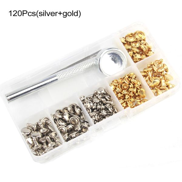 120pcs silver and gold with setting tool kit double cap leather rivets 3 sizes 
120pcs silver and gold with setting tool kit double cap leather rivets 3 sizes
