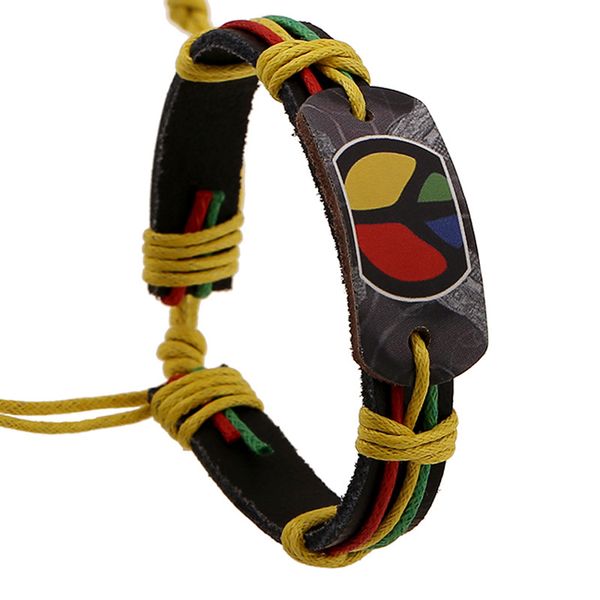 charm bracelets colorful peace logo print adjustable genuine leather bangles trendy wrap wristband jewelry women, Golden;silver
charm bracelets colorful peace logo print adjustable genuine leather bangles trendy wrap wristband jewelry women, Golden;silver