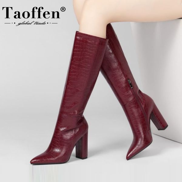 taoffen size 34-43 women high heel boots zipper thick heel woman knee high boots fashion party woman footwear, Black
taoffen size 34-43 women high heel boots zipper thick heel woman knee high boots fashion party woman footwear, Black
