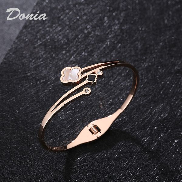 donia jewelry european and american popular lucky flower rose gold plating exaggerated titanium steel adjustable bracelet, Black
donia jewelry european and american popular lucky flower rose gold plating exaggerated titanium steel adjustable bracelet, Black