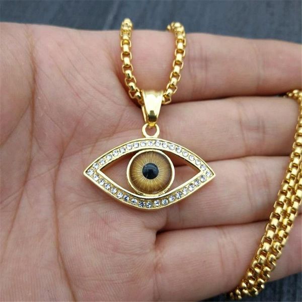 turkish eye pendant with stainless steel chain and iced out bling rhinestones amulet necklace hip hop turkish jewelry xl1284, Silver
turkish eye pendant with stainless steel chain and iced out bling rhinestones amulet necklace hip hop turkish jewelry xl1284, Silver