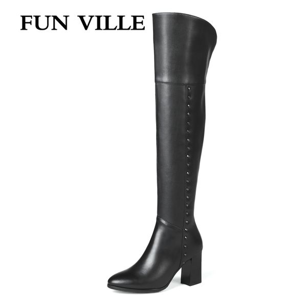 boots fun ville 2021 style women over the knee genuine leather winter high heel warm pointed toe zipper big size 34-45, Black
boots fun ville 2021 style women over the knee genuine leather winter high heel warm pointed toe zipper big size 34-45, Black