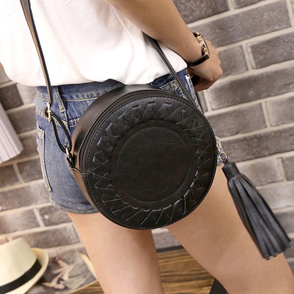 woman round casual shoulder bag female adjustable braided tassel small round bag lady versatile funny bag bolsa feminina 2019
woman round casual shoulder bag female adjustable braided tassel small round bag lady versatile funny bag bolsa feminina 2019