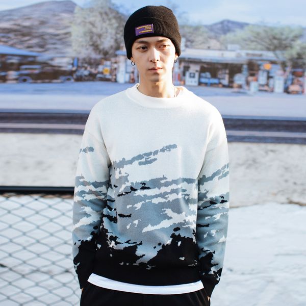 men's sweaters 2021 tide brand sweater trend gradient color jacquard round neck pullover casual japan style, White;black
men's sweaters 2021 tide brand sweater trend gradient color jacquard round neck pullover casual japan style, White;black
