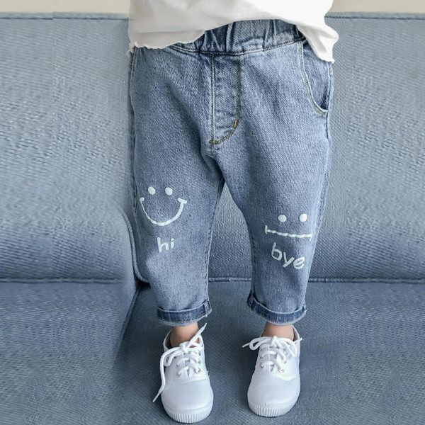 2020 summer casual smiling face children's jeans spring boys casual pants kids denim jeans children's bottom wear elastic waist, Blue
2020 summer casual smiling face children's jeans spring boys casual pants kids denim jeans children's bottom wear elastic waist, Blue